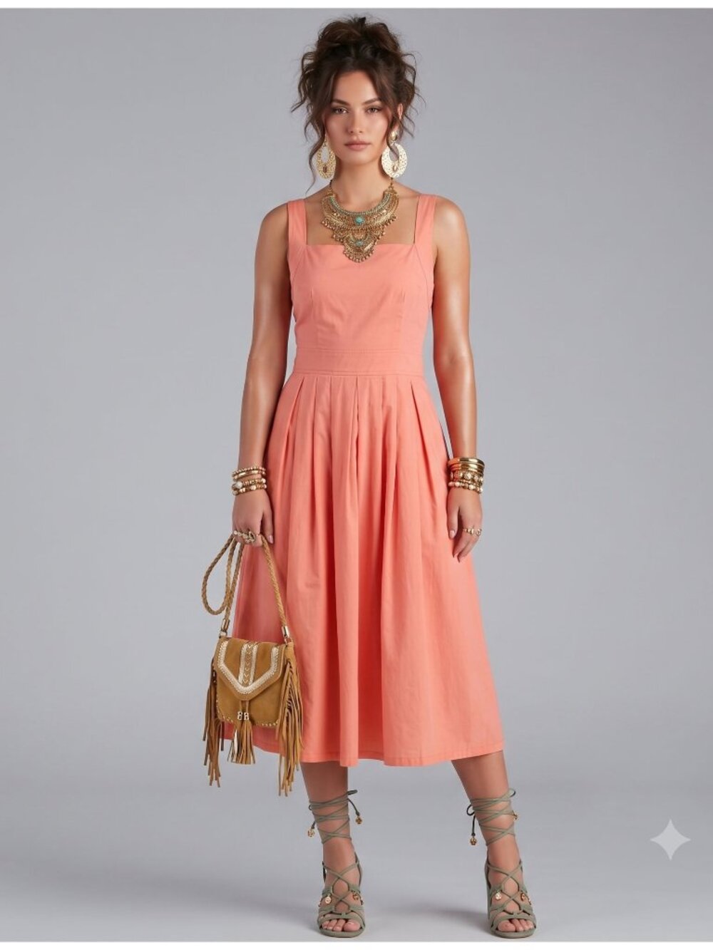 Soolinen Pleated Cottagecore Cotton Dress M Resortwear Prairie Artsey Modesty